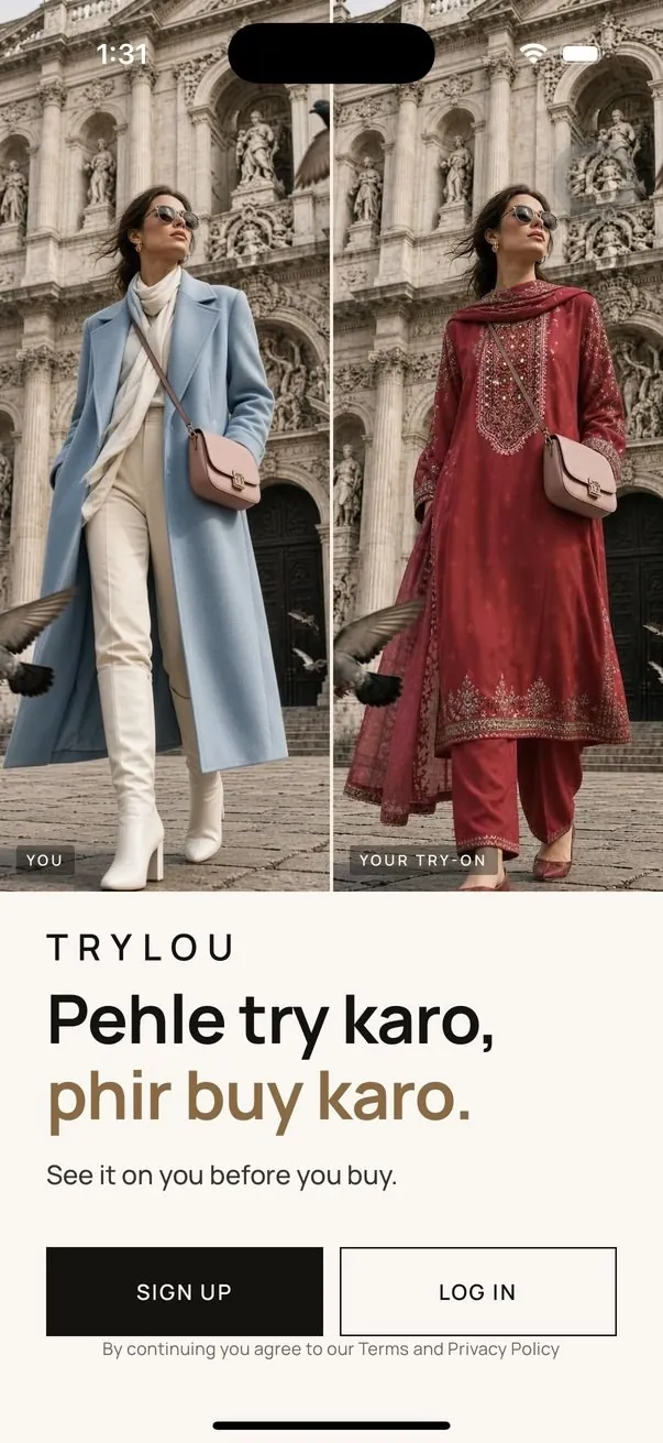 Trylou app screen